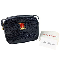 Load image into Gallery viewer, Salvatore Ferragamo VARA DH-213096 SHOULDER BAG EMBOSSED LEATHER BLACK - 01488