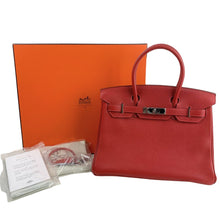 Load image into Gallery viewer, HERMES BIRKIN 30 TOGO SILVER BUCKLE SQUARE H - 01492