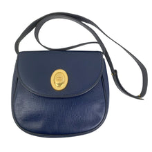 Load image into Gallery viewer, CHRISTIAN DIOR NAVY GOLD HARDWARE LEATHER VINTAGE SHOULDER BAG - 01485