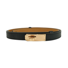 Load image into Gallery viewer, Hermes Kelly 18 Leather Belt Black Rosegold - 01448
