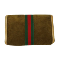 Load image into Gallery viewer, Gucci Brown Sherry Line 37039 3088 Suede Leather Clutch Bag - 01422