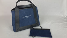 Load and play video in Gallery viewer, Balenciaga Navy Cabas S Tote Bag in Denim - 00964