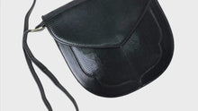Load and play video in Gallery viewer, Yves Saint Laurent LIZARD SEMICIRCLE BLACK SHOULDER BAG - 01502