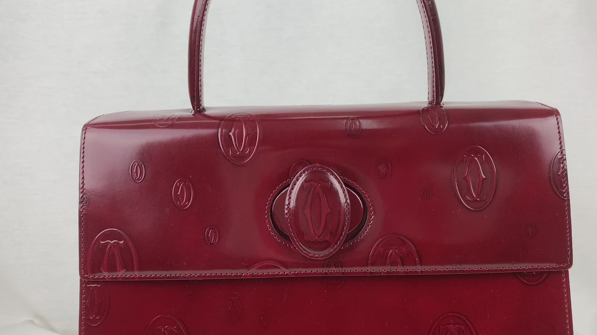 Cartier Happy Birthday Patent Leather Handbag Red - 01456