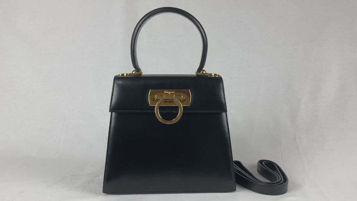 【美品】フェラガモ　ガンチーニ　ハンドバッグ　2way　レザー(カバー付き)美品 楽天市場】フェラガモ 2WAYバッグ ガンチーニ ボックスカーフ