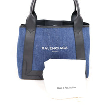 Load image into Gallery viewer, Balenciaga Navy Cabas S Tote Bag in Denim - 00964