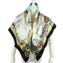 Load image into Gallery viewer, Hermes Carre 90 Les Merveilles De La Vapeur Black Scarf - 01230