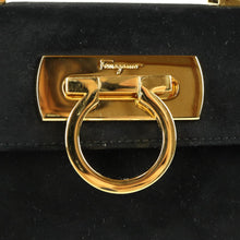 Load image into Gallery viewer, Salvatore Ferragamo Gancini Suede Black 2 Way Bag - 01303