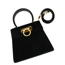 Load image into Gallery viewer, Salvatore Ferragamo Gancini Suede Black 2 Way Bag - 01303