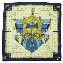Load image into Gallery viewer, Hermes Carre 90 Vue Du Carrosse De La Galere La Reale Navy Scarf - 01267