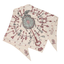 Load image into Gallery viewer, Hermes Pink Les Cles Silk Triangle Scarf - 01173