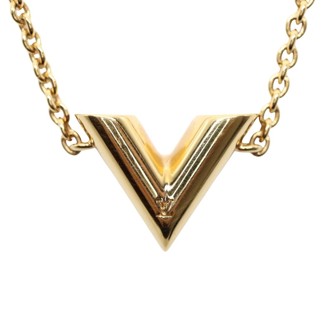 Louis Vuitton Essential V Gold Tone Necklace Louis Vuitton