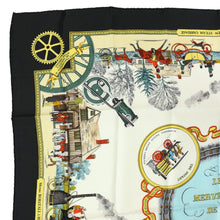 Load image into Gallery viewer, Hermes Carre 90 Les Merveilles De La Vapeur Black Scarf - 01230