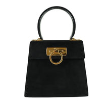 Load image into Gallery viewer, Salvatore Ferragamo Gancini Suede Black 2 Way Bag - 01303