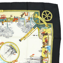 Load image into Gallery viewer, Hermes Carre 90 Les Merveilles De La Vapeur Black Scarf - 01230