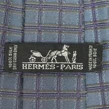 Load image into Gallery viewer, Hermes Navy Check Silk Tie - 01172
