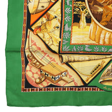 Load image into Gallery viewer, Hermes Carre 90 Au Son Du Tam Tam Green Scarf - 01247
