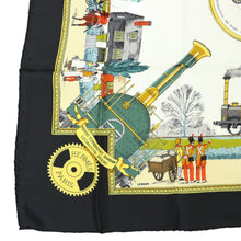 Load image into Gallery viewer, Hermes Carre 90 Les Merveilles De La Vapeur Black Scarf - 01230