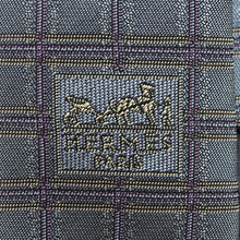 Load image into Gallery viewer, Hermes Navy Check Silk Tie - 01172