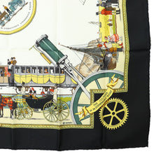 Load image into Gallery viewer, Hermes Carre 90 Les Merveilles De La Vapeur Black Scarf - 01230