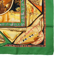 Load image into Gallery viewer, Hermes Carre 90 Au Son Du Tam Tam Green Scarf - 01247