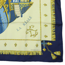 Load image into Gallery viewer, Hermes Carre 90 Vue Du Carrosse De La Galere La Reale Navy Scarf - 01267