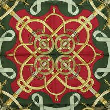 Load image into Gallery viewer, Hermes Carre 90 Eperon D'or Red Green Scarf - 01265