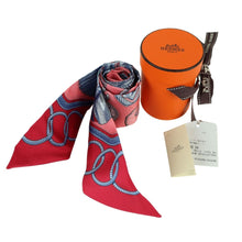 Load image into Gallery viewer, Hermes Epaulettes Pink Rouge Blue Twilly - 01233