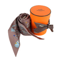 Load image into Gallery viewer, Hermes Les Cles A Pois Marron Glace Twilly - 01301