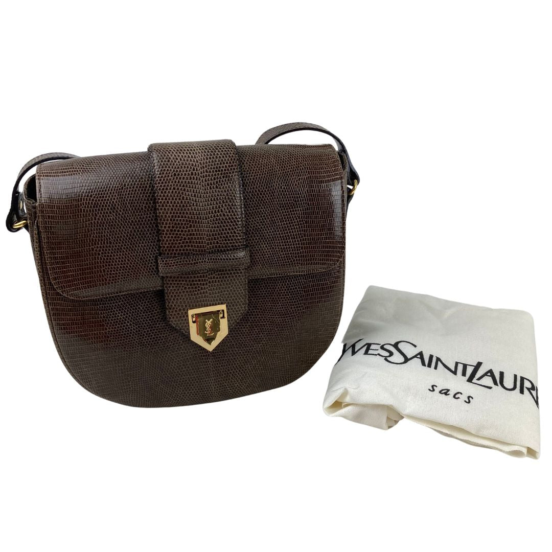 Yves Saint Laurent ハンドバッグ リザード オーストリッチ Yves Saint Laurent LIZARD LEATHER SHOULDER BAG POCHETTE