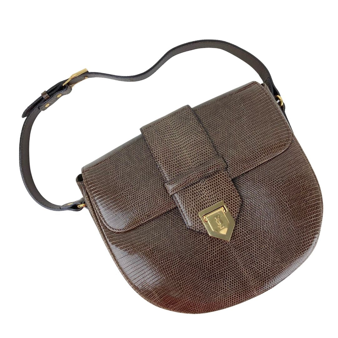 Yves Saint Laurent LIZARD LEATHER SHOULDER BAG POCHETTE