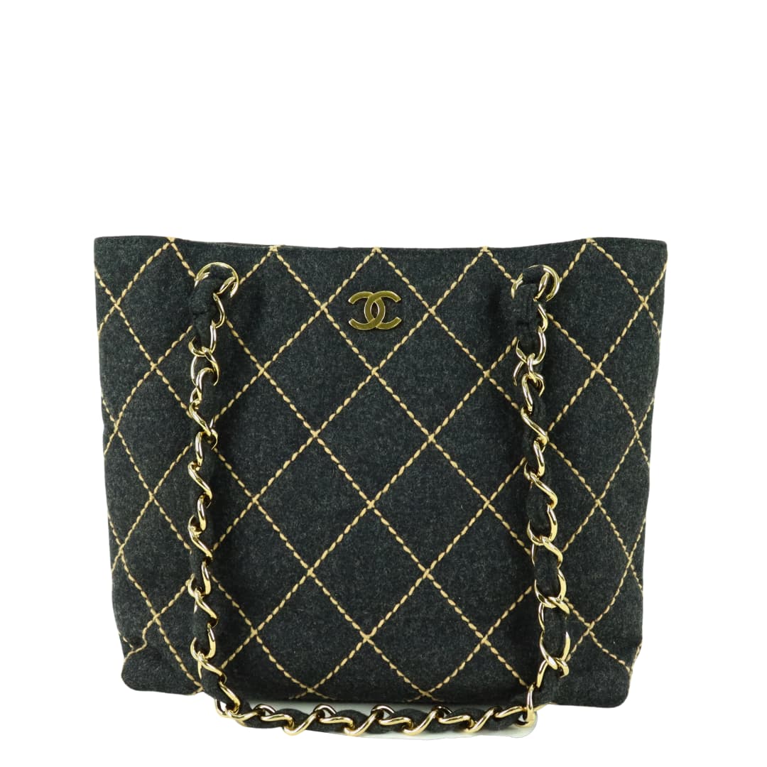 CHANEL Wild Stitch Wool Chain Tote Bag - 01371 – Fingertips Vintage