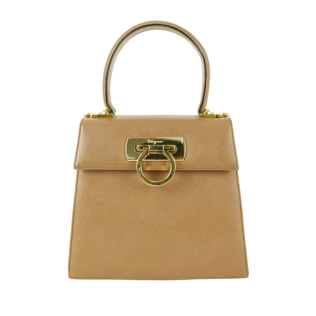 【Salvatore Ferragamo】2wayバッグ　ダークブラウン サルヴァトーレ フェラガモ ガンチーニ ダークブラウン 2way