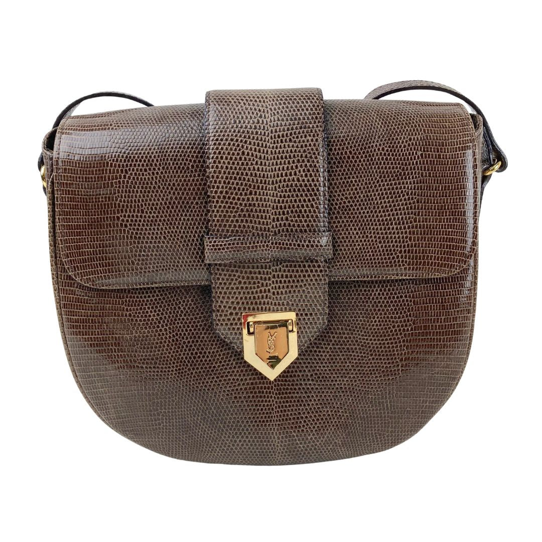 Yves Saint Laurent LIZARD LEATHER SHOULDER BAG POCHETTE
