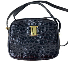 Load image into Gallery viewer, Salvatore Ferragamo VARA DH-213096 SHOULDER BAG EMBOSSED LEATHER BLACK - 01488
