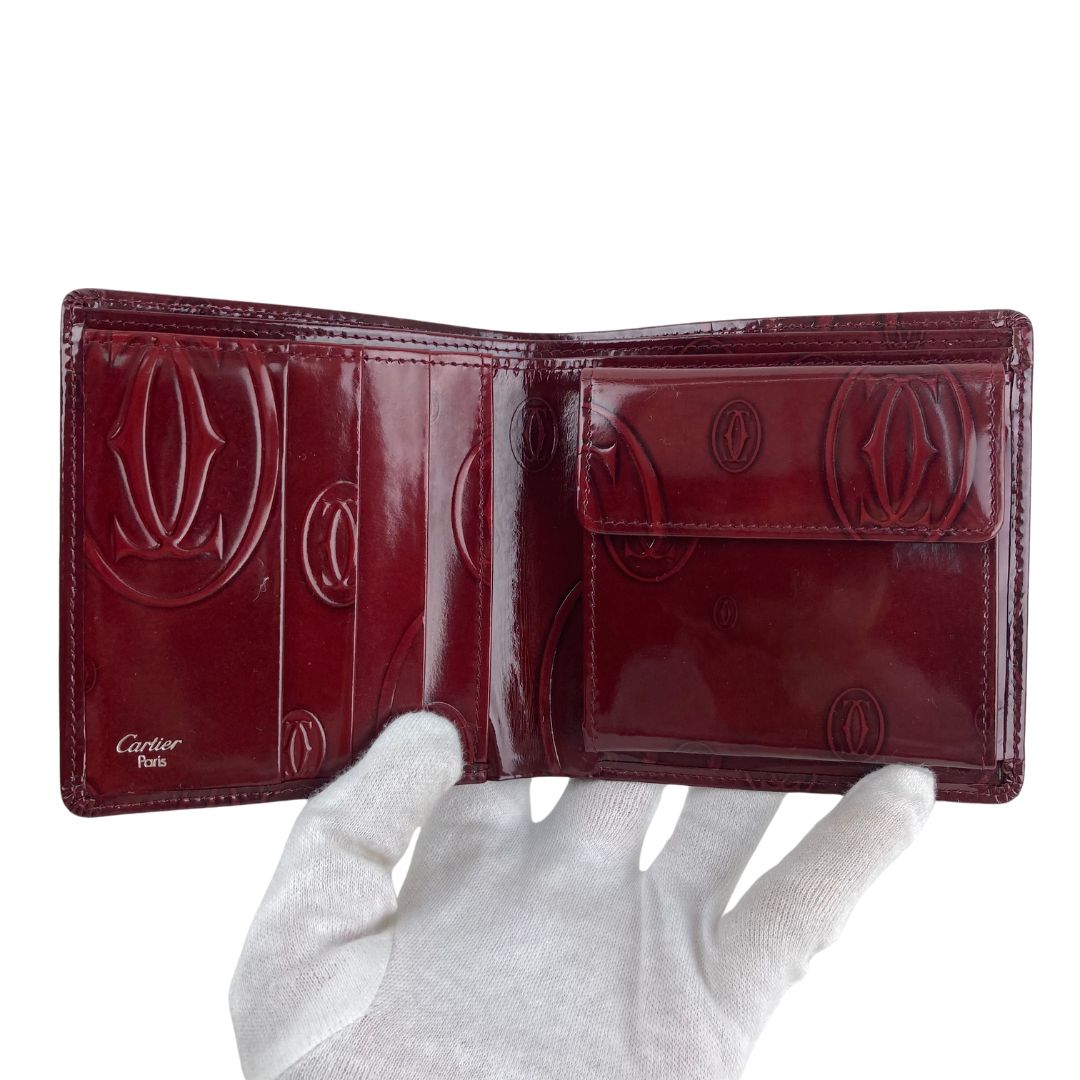 Cartier outlets Calfskin Patent Leather Logo Wallet