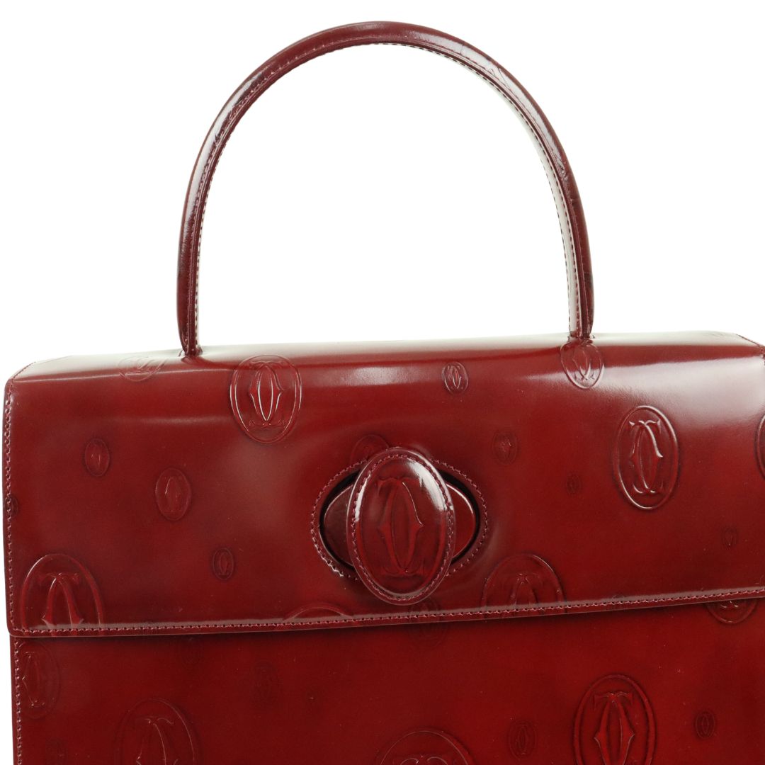 Cartier Happy Birthday Patent Leather Handbag Red - 01456
