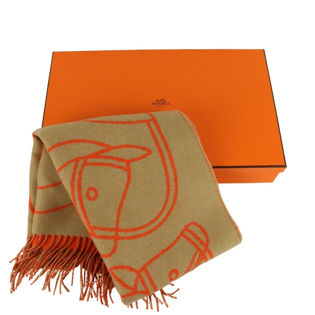Hermes 100%Cashmere Scarf Beige - 01450 – Fingertips Vintage