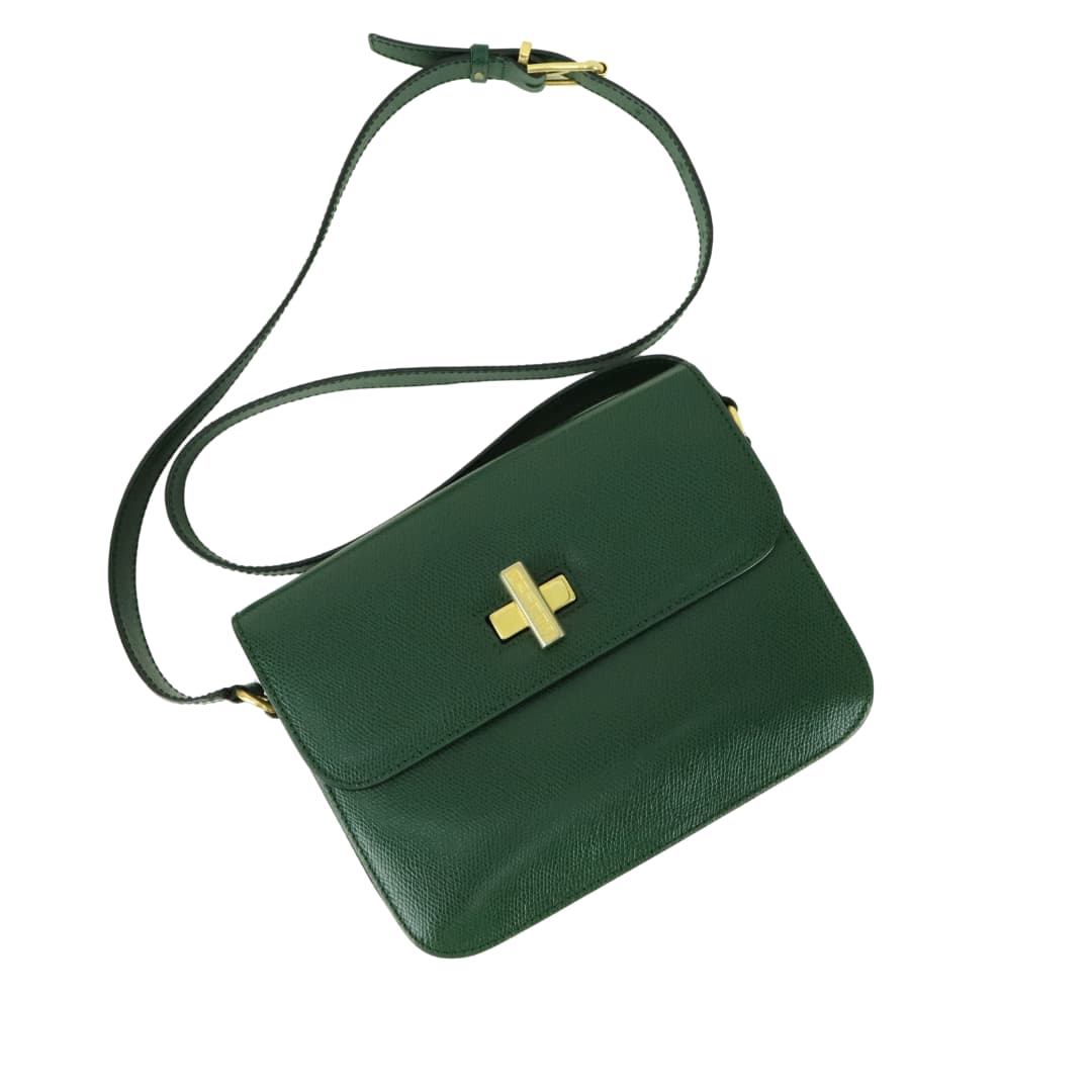 CELINE Green Vintage Shoulder Bag 01351 Fingertips Vintage