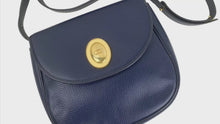 Load and play video in Gallery viewer, CHRISTIAN DIOR NAVY GOLD HARDWARE LEATHER VINTAGE SHOULDER BAG - 01485
