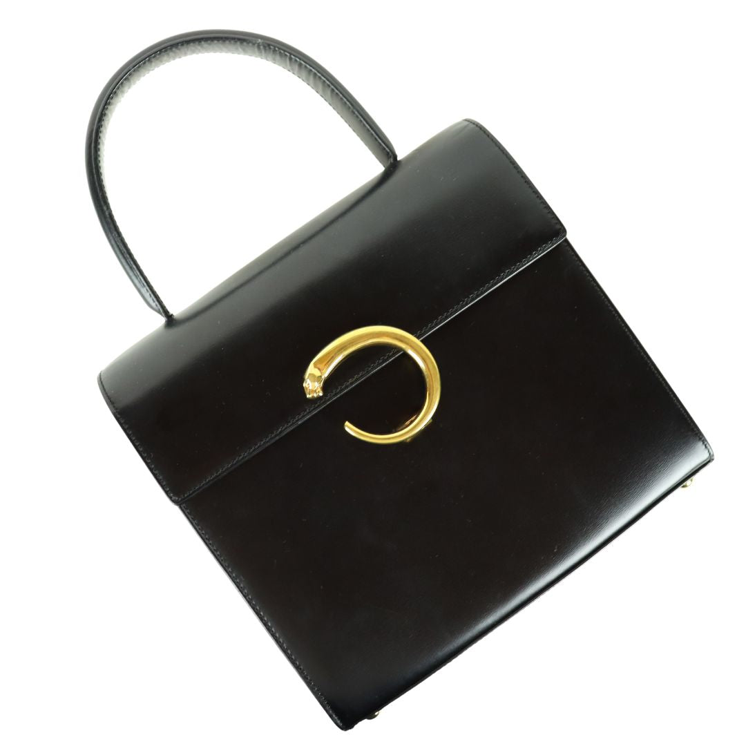 Cartier Panthere Black Handle Bag 01244 Fingertips Vintage