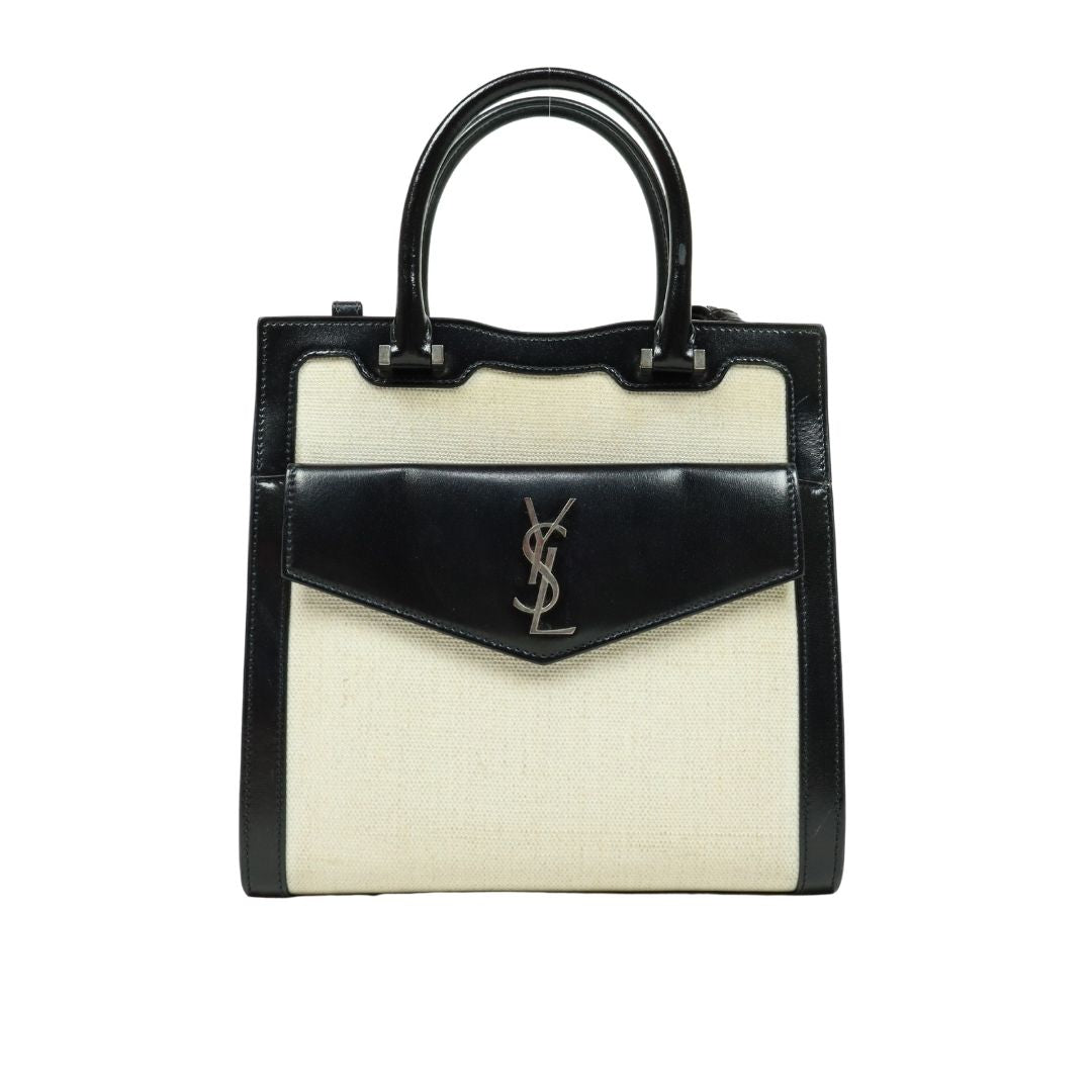 Saint Laurent Uptown Small Leather Tote in Black