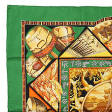 Load image into Gallery viewer, Hermes Carre 90 Au Son Du Tam Tam Green Scarf - 01247