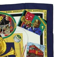 Load image into Gallery viewer, Hermes Carre 90 The Original New Orleans Creole Jazz 1923 Navy Scarf - 01276