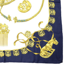 Load image into Gallery viewer, Hermes Carre 90 Les Cavaliers D&#39;or Navy Scarf - 01231